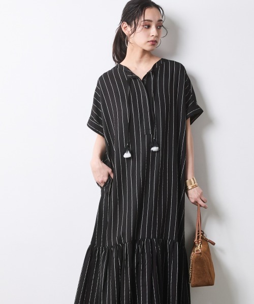 CHIC STYLE(シックスタイル)の「ストライプフレンチスリーブロングワンピース<大きいサイズ有>シックスタイル(ワンピース・レディース・ブラック系/ホワイト系/ブラック系その他2/ホワイト系その他2・M/L/LL/3L/4L/5L)」の21枚目の写真