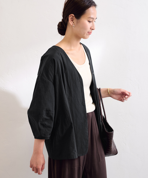 FRAMeWORK（フレームワーク）の「≪撥水機能付き≫PROTAGONISTA/プロタゴニスタ 別注撥水 ノーカラージャケット（ノーカラージャケット・レディース・ブラック・FREE）」の7枚目の写真