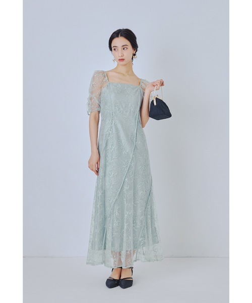 niana(ニアナ)の「フラワーウェーブパイピングドレス パーティードレス オケージョンドレス 結婚式 二次会 同窓会 成人式 お呼ばれワンピース(ドレス・レディース・ブラウン/イエロー/ミント/ブラック/ブラック系・S/M/L)」の4枚目の写真