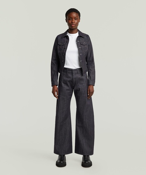 G-STAR（ジースター）の「Contor 3D Wide Jeans/立体裁断ワイドルーズジーンズ/リジッドデニム/L28（デニムパンツ・レディース・ダークインディゴブルー・26inch/25inch/24inch/27inch）」の3枚目の写真