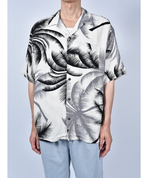 ANTIBAL（アンティバル）の「【ANTIBAL】レーヨン麻総柄 BIGシャツ ビッグシルエットシャツ（シャツ/ブラウス・メンズ・グレー/ブルー/グリーン/カーキ・2/3）」の2枚目の写真