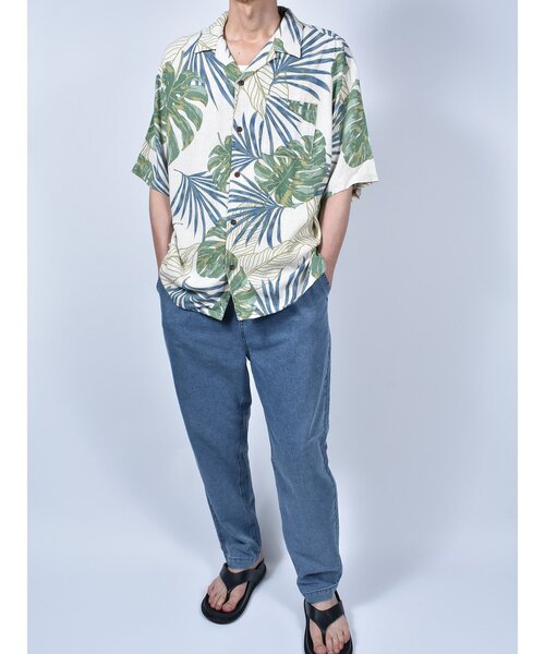 ANTIBAL（アンティバル）の「【ANTIBAL】レーヨン麻総柄 BIGシャツ ビッグシルエットシャツ（シャツ/ブラウス・メンズ・グレー/ブルー/グリーン/カーキ・2/3）」の6枚目の写真