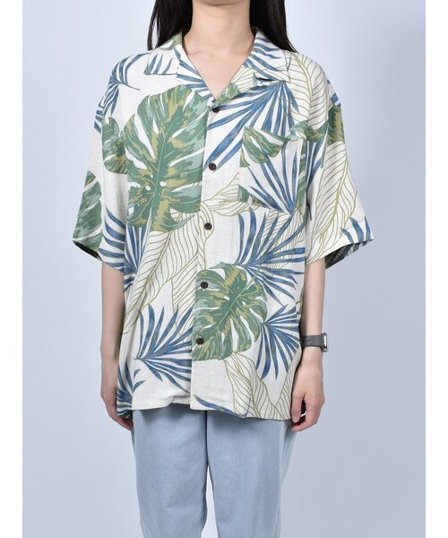 ANTIBAL（アンティバル）の「【ANTIBAL】レーヨン麻総柄 BIGシャツ ビッグシルエットシャツ（シャツ/ブラウス・メンズ・グレー/ブルー/グリーン/カーキ・2/3）」の8枚目の写真