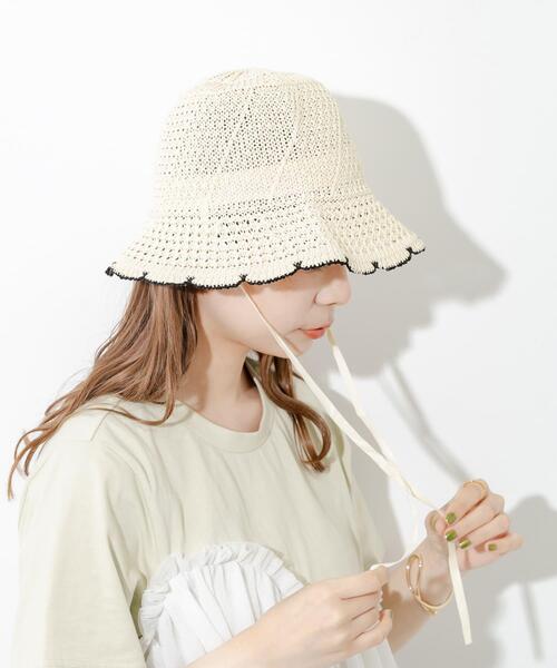 SMELLY(スメリー)の「スカラップチューリップハット(ハット・レディース・ブラック/ベージュ・-)」の3枚目の写真