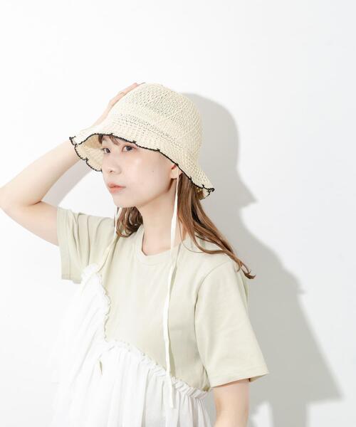 SMELLY(スメリー)の「スカラップチューリップハット(ハット・レディース・ブラック/ベージュ・-)」の5枚目の写真