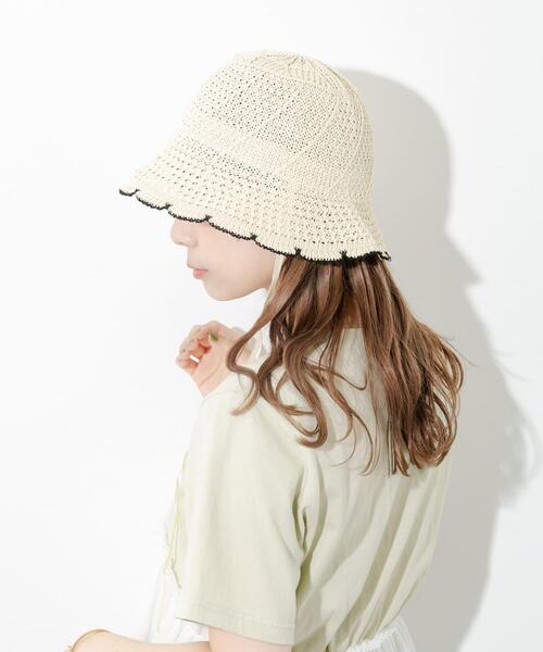 SMELLY(スメリー)の「スカラップチューリップハット(ハット・レディース・ブラック/ベージュ・-)」の6枚目の写真