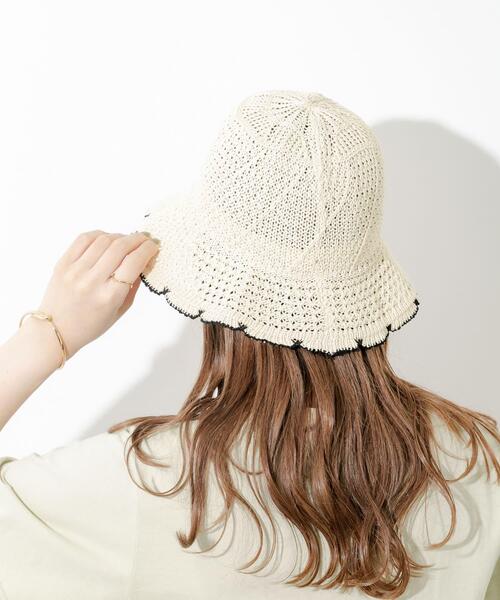 SMELLY(スメリー)の「スカラップチューリップハット(ハット・レディース・ブラック/ベージュ・-)」の7枚目の写真