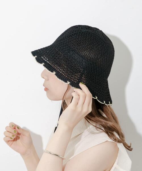 SMELLY(スメリー)の「スカラップチューリップハット(ハット・レディース・ブラック/ベージュ・-)」の12枚目の写真