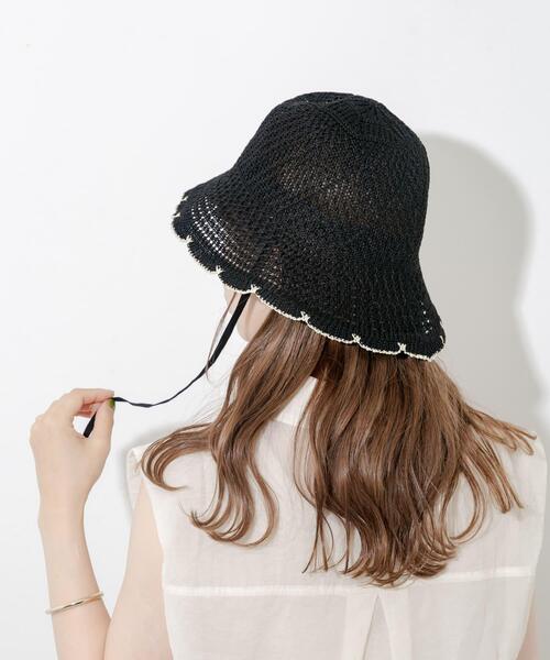 SMELLY(スメリー)の「スカラップチューリップハット(ハット・レディース・ブラック/ベージュ・-)」の13枚目の写真