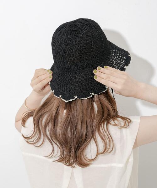 SMELLY(スメリー)の「スカラップチューリップハット(ハット・レディース・ブラック/ベージュ・-)」の14枚目の写真