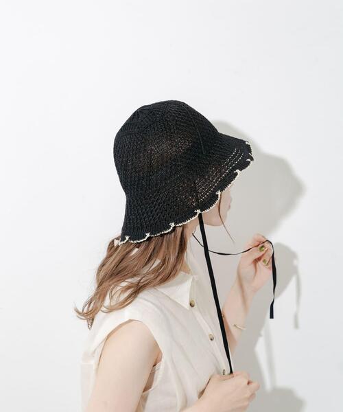 SMELLY(スメリー)の「スカラップチューリップハット(ハット・レディース・ブラック/ベージュ・-)」の15枚目の写真