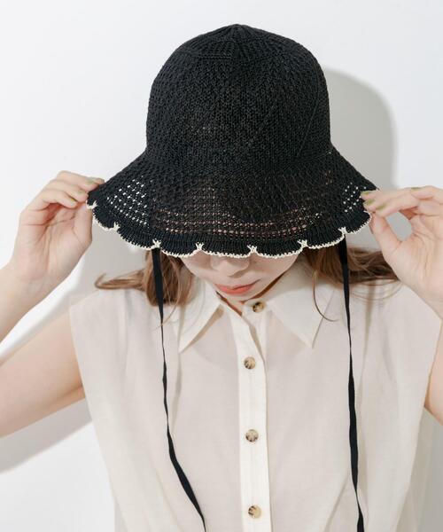 SMELLY(スメリー)の「スカラップチューリップハット(ハット・レディース・ブラック/ベージュ・-)」の16枚目の写真