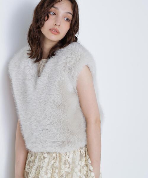 NATURAL BEAUTY BASIC(ナチュラルビューティーベーシック)の「◇【BLANC】フェイクファーショートベスト(その他アウター・レディース・オフホワイト/ラベンダー・FREE)」の21枚目の写真