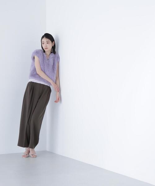 NATURAL BEAUTY BASIC(ナチュラルビューティーベーシック)の「◇【BLANC】フェイクファーショートベスト(その他アウター・レディース・オフホワイト/ラベンダー・FREE)」の9枚目の写真