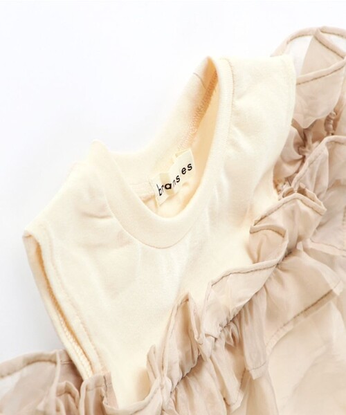 BRANSHES（ブランシェス）の「【プチレディ】ドッキングTシャツ（Tシャツ/カットソー・キッズ・ピンクベージュ/ブラック・150/110/100/140/120/90/130）」の3枚目の写真