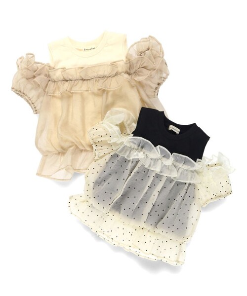 BRANSHES（ブランシェス）の「【プチレディ】ドッキングTシャツ（Tシャツ/カットソー・キッズ・ピンクベージュ/ブラック・150/110/100/140/120/90/130）」の9枚目の写真