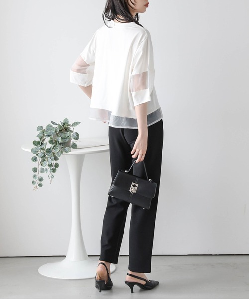 La-gemme（ラジェム）の「シアーデザインプルオーバー（Tシャツ/カットソー・レディース・ホワイト/ブラック・フリー）」の8枚目の写真