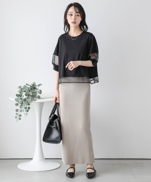 La-gemme（ラジェム）の「シアーデザインプルオーバー（Tシャツ/カットソー・レディース・ホワイト/ブラック・フリー）」の11枚目の写真