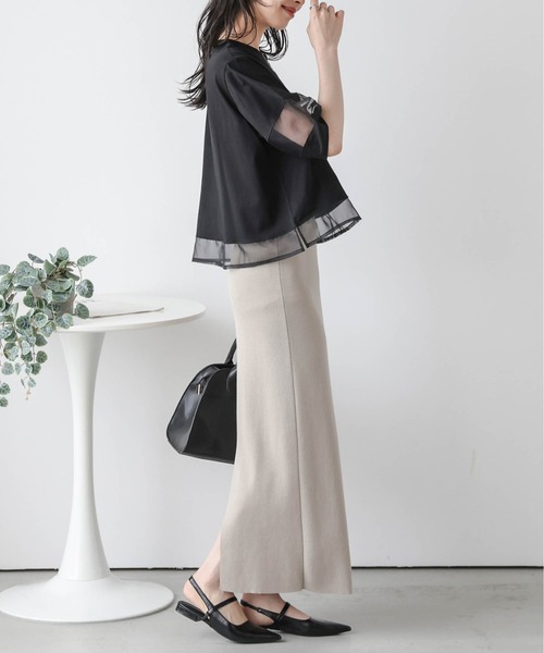 La-gemme（ラジェム）の「シアーデザインプルオーバー（Tシャツ/カットソー・レディース・ホワイト/ブラック・フリー）」の14枚目の写真