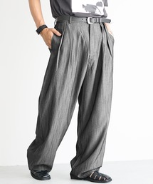 00s~ リネン100% 1タック スラックス バルーンパンツ ドレープ 光沢 ワンフォークロージング 1111clothing 【 Laufer TR ワイド