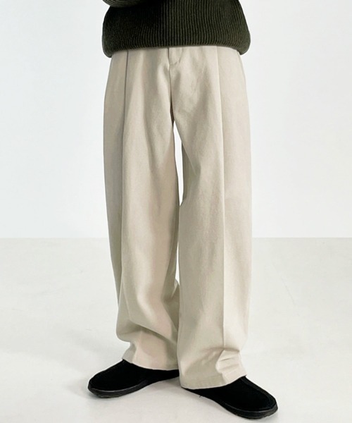 NOWLE（ノウル）の「【NOWLE】ワンタック リラックス コットン スラックス（スラックス・メンズ・ブラック/ブラウン/オフホワイト・X-LARGE/MEDIUM/LARGE）」の2枚目の写真