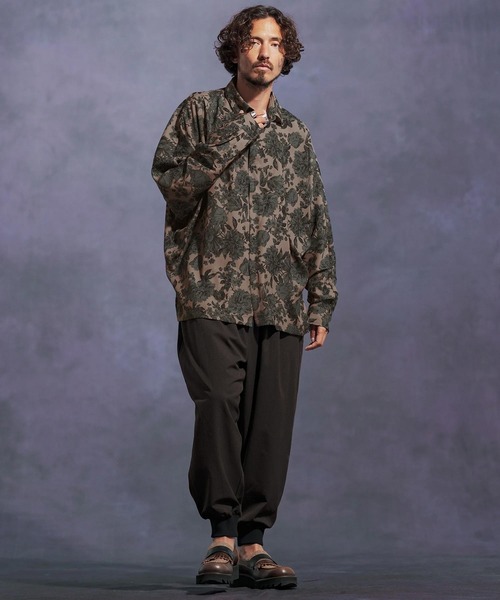 Jih Nunc（ジーヌンク）の「ms6171-フラワー総柄ドルマンスリーブシャツ（シャツ/ブラウス・メンズ・ベージュ/ブラック・L/M/S）」の6枚目の写真