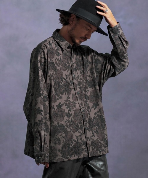 Jih Nunc（ジーヌンク）の「ms6171-フラワー総柄ドルマンスリーブシャツ（シャツ/ブラウス・メンズ・ベージュ/ブラック・L/M/S）」の11枚目の写真