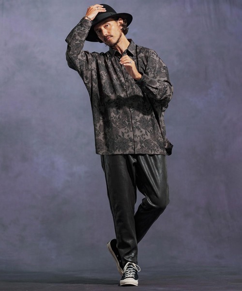 Jih Nunc（ジーヌンク）の「ms6171-フラワー総柄ドルマンスリーブシャツ（シャツ/ブラウス・メンズ・ベージュ/ブラック・L/M/S）」の13枚目の写真