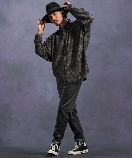 Jih Nunc（ジーヌンク）の「ms6171-フラワー総柄ドルマンスリーブシャツ（シャツ/ブラウス・メンズ・ベージュ/ブラック・L/M/S）」の14枚目の写真