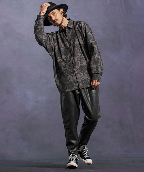 Jih Nunc（ジーヌンク）の「ms6171-フラワー総柄ドルマンスリーブシャツ（シャツ/ブラウス・メンズ・ベージュ/ブラック・L/M/S）」の16枚目の写真