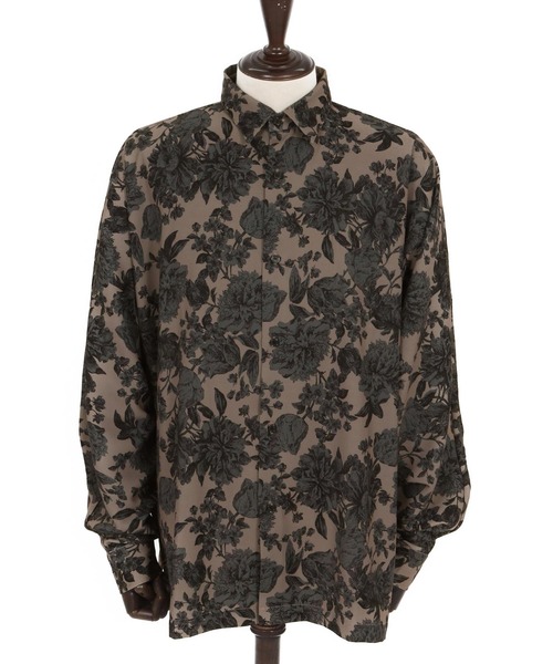Jih Nunc（ジーヌンク）の「ms6171-フラワー総柄ドルマンスリーブシャツ（シャツ/ブラウス・メンズ・ベージュ/ブラック・L/M/S）」の19枚目の写真