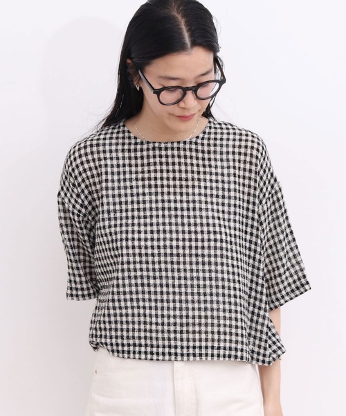 fig Ｌondon（フィグロンドン）の「●silhouette blouse（シャツ/ブラウス・レディース・ブラック/チェック・FREE）」の2枚目の写真
