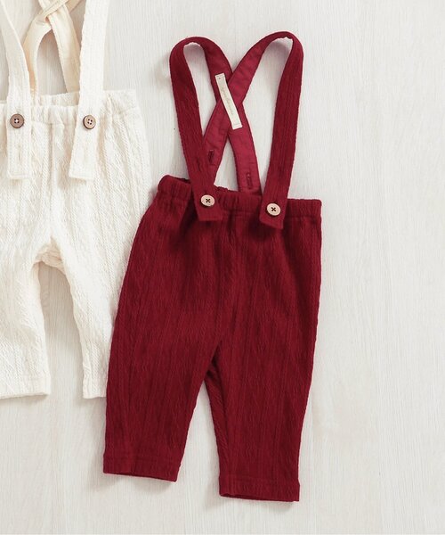 apres les cours（アプレレクール）の「ケーブル柄サス付きパンツ（その他ベビーウェア・キッズ・アイボリー/レッド・70/80）」の2枚目の写真