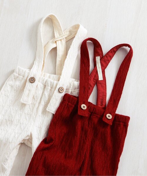 apres les cours（アプレレクール）の「ケーブル柄サス付きパンツ（その他ベビーウェア・キッズ・アイボリー/レッド・70/80）」の4枚目の写真