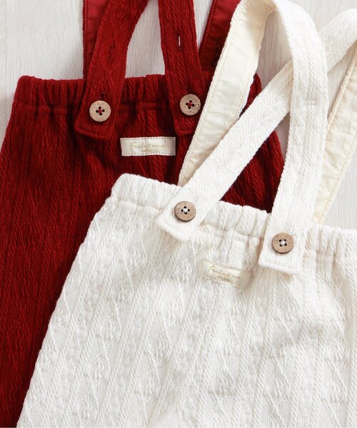 apres les cours（アプレレクール）の「ケーブル柄サス付きパンツ（その他ベビーウェア・キッズ・アイボリー/レッド・70/80）」の5枚目の写真