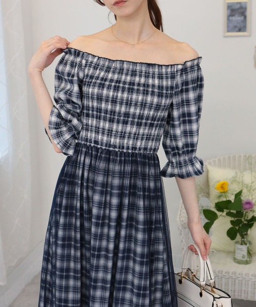 【CHICLINE】シースルーハートラインワンピース(ロング、ミニ) ロングワンピース .-- GRACIELA （ネイビーブルー） -MANGO
