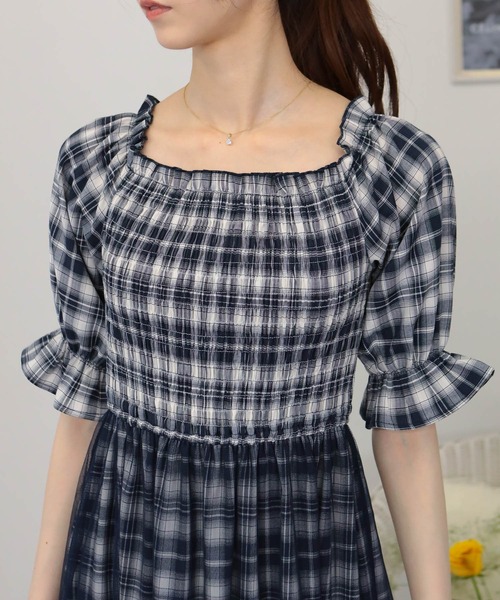 【CHICLINE】シースルーハートラインワンピース(ロング、ミニ) ハートネックミニワンピース レディース 長袖[品番：KH000013541