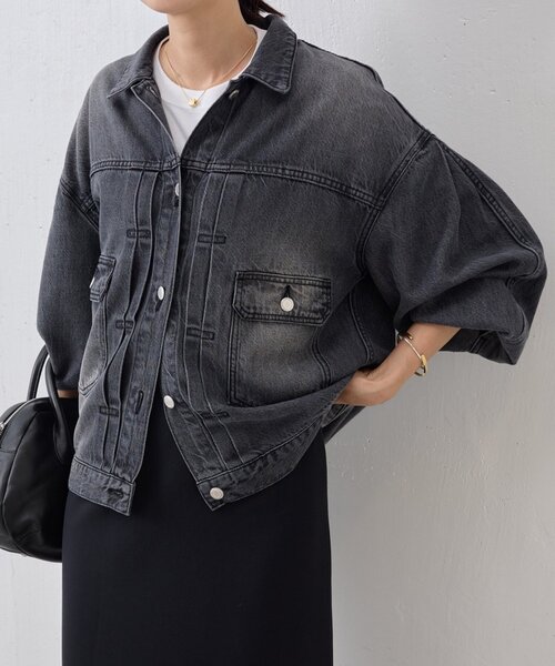 BEARDSLEY（ビアズリー）の「《FRIPIER》袖タックGジャン（ブルゾン・レディース・インディゴブルー/ブラック・FREE）」の2枚目の写真
