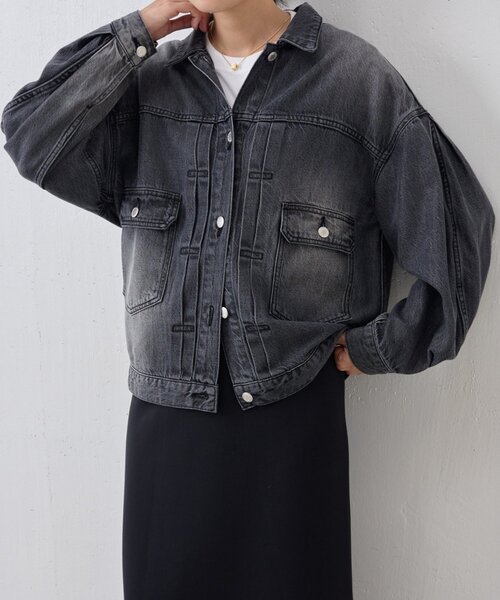 BEARDSLEY（ビアズリー）の「《FRIPIER》袖タックGジャン（ブルゾン・レディース・インディゴブルー/ブラック・FREE）」の4枚目の写真