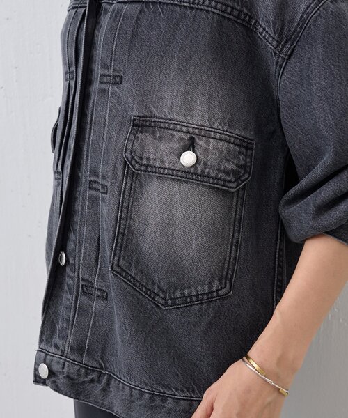 BEARDSLEY（ビアズリー）の「《FRIPIER》袖タックGジャン（ブルゾン・レディース・インディゴブルー/ブラック・FREE）」の6枚目の写真