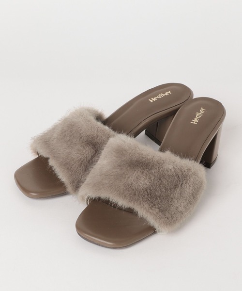 Heather(ヘザー)の「ファーミュールサンダル 573226(サンダル・レディース・アイボリー/グレー・M/L)」の20枚目の写真