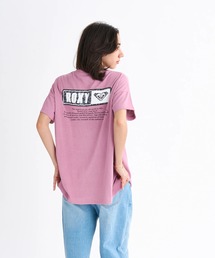 SQUARE LOGO S/S TEE/ロキシー速乾バックプリントロゴドロップショルダー半袖Tシャツ