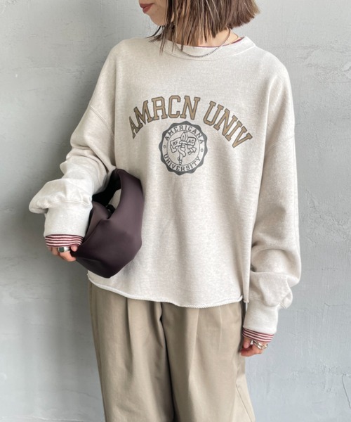 新品未使用　L'Appartement AMERICANA カットオフスウェット Americana/アメリカーナ] 別注 カレッジプリント カットオフ
