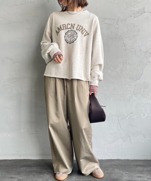 新品★L'Appartement 【AMERICANA】 カットオフスウェット Americana/アメリカーナ] 別注 カレッジプリント カットオフ