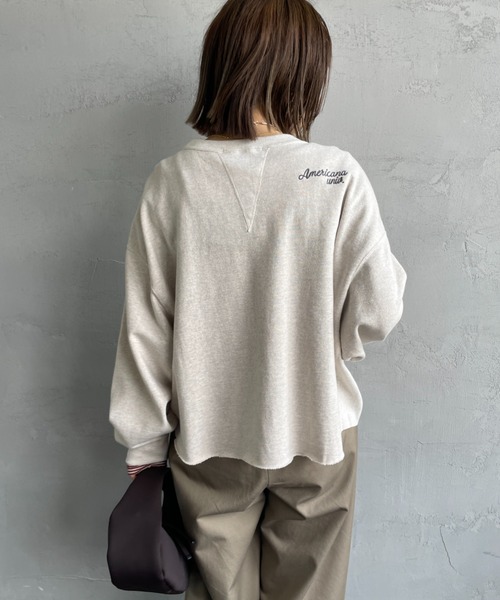 L'Appartement　AMERICANA　カットオフスウェット Americana/アメリカーナ] 別注 カレッジプリント カットオフ