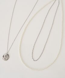 SET2点パールチェーンネックレス＋コインモチーフネックレス