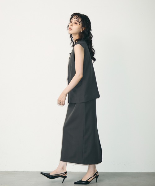 Trish(トリッシュ)の「アシメジレ+スカートセットアップ(スーツスカート・レディース・チャコールグレー/ブラック・MEDIUM)」の11枚目の写真