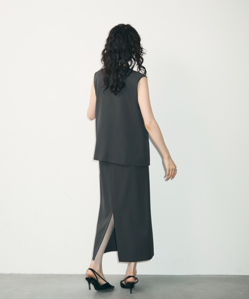 Trish(トリッシュ)の「アシメジレ+スカートセットアップ(スーツスカート・レディース・チャコールグレー/ブラック・MEDIUM)」の14枚目の写真