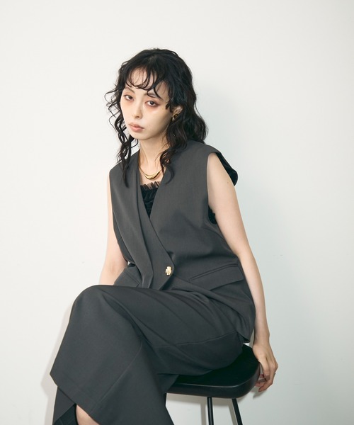 Trish(トリッシュ)の「アシメジレ+スカートセットアップ(スーツスカート・レディース・チャコールグレー/ブラック・MEDIUM)」の20枚目の写真