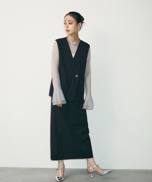 Trish(トリッシュ)の「アシメジレ+スカートセットアップ(スーツスカート・レディース・チャコールグレー/ブラック・MEDIUM)」の21枚目の写真